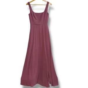 David's Bridal DB Studio Chiffon Squared Tank Lace Up Dress Sz 2 Chianti Formal
